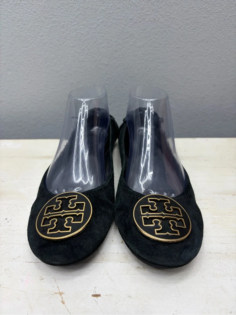 Tory Burch Black Suede Reva Flats Size 10.5